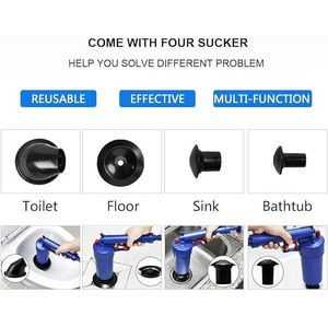 Set di attrezzi a pistone per WC, sbloccatore pneumatico per fognature, strumento per la rimozione di intasamenti per lavelli, WC, bagni, docce - Product Image 6