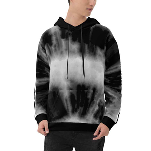 Sweat-shirts à capuche tie-dye vierges en gros pour hommes, sweat-shirts en polaire surdimensionnés, personnalisables avec logo, pull à capuche noir et blanc - Product Image 1