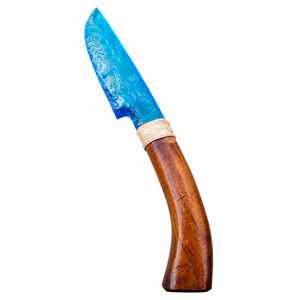 Cuchillo de Obsidiana con Punta de Flecha de Cristal Azul Agua, Mango de Madera Tallado, Personalizado, Hecho a Mano, Arte Coleccionable, Decoración de Cristal - Product Image 1