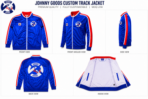 Chaqueta Deportiva Personalizada con Bordado de Johnny Good's Sports Wear para Hombre, Azul, Rojo, Blanco, Satén, Cierre de Cremallera, Estilo Deportivo, OEM, ODM Disponible - Product Image 2