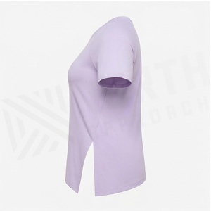 T-shirt de yoga asymétrique à col rond et manches courtes pour femme North Approach, léger et respirant, en polyester, vêtements de sport - Product Image 6