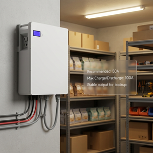 Batería de Almacenamiento de Energía Doméstica de 5 kWh, 51.2 V, 100 Ah, LiFePO4, para Almacenamiento de Energía Solar, Batería para Inversor - Product Image 2