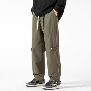 Wholesale Men <b>Tactical</b> Cargo <b>Pants</b> Custom Eco-Friendly Canvas <b>Waterproof</b> Mid Waist Heavyweight Casual Straight Trousers Private - Product Image 1