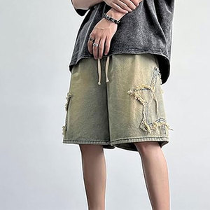 กางเกงขาสั้นแฟชั่นสำหรับผู้ชาย ดีไซน์สวมใส่สบาย พร้อมลุคกางเกงยีนส์สุดเทรนดี้ กำลังลดราคา - Product Image 1