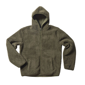 Sudadera con Capucha para Hombre, Color Verde Oliva, Cierre de Cremallera, Forro Polar, Ropa Casual de Invierno, Color Sólido, Manga Larga, 100% Algodón, Teñido Liso, Transpirable - Product Image 1