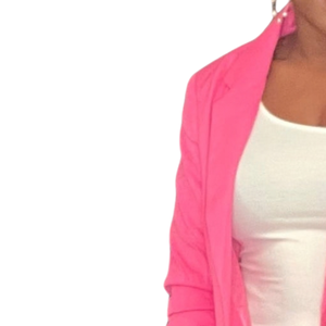 Blazer Rosa Sólido Tejido para Mujer, Elegante con Solapa Bordada, Manga Larga, Estilo Formal de Hermandad, Corte Entallado, Casual de Negocios - Product Image 2