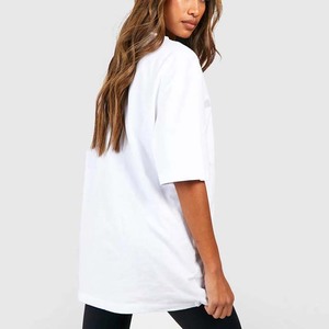 Camiseta Blanca Oversize para Mujer, Cuello Redondo, Manga Corta, Corte Holgado, Logotipo Estampado, Algodón Transpirable, para Todas las Temporadas - Product Image 2