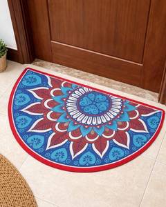 2026 Model Bohemian Floral <b>Half</b> Round Door Mat Red Blue Mandala Pattern Anti <b>Slip</b> Home Decor Made In Bangladesh - Product Image 1