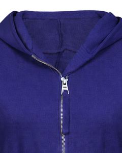 Womens Indigo Blue <b>Cropped</b> <b>Zip</b> <b>Up</b> Hoodie Slim Fit Long Sleeve Casual Streetwear Cotton Fleece Sweatshirt Custom Logo ODM Factory - Product Image 5