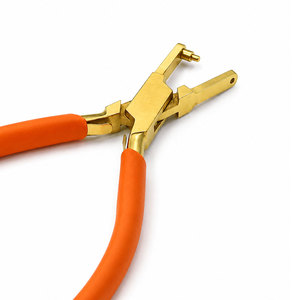 Pince à poinçonner professionnelle finition or avec poignée orange pour la fabrication de bijoux et le travail du cuir - Product Image 3