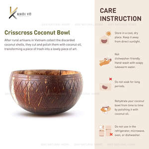 KV NATURAL HOME Hot Selling Crisscross Pattern Eco-Friendly Vintage Bohemian <b>Coconut</b> <b>Shell</b> Customized 10 13cm Bowls Serving - Product Image 6
