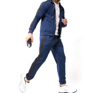 Ensemble de survêtement d'hiver pour homme avec fermeture éclair intégrale, panneaux latéraux contrastants, léger, deux pièces, pour le sport, l'entraînement et la gym - Product Image 3