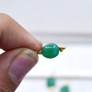 Green Onyx Tumble Pendant Smooth 8 to 10mm Gemstone <b>Charm</b> Dainty Necklace Earring Jewelry Supply - Product Image 5