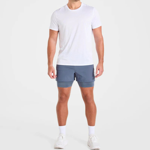 Wholesale Custom Logo Men's Best Quality Sporty Running Shorts Double <b>Layer</b> Quick Dry Breathable & Eco-Friendly Elastic Waist - Product Image 5