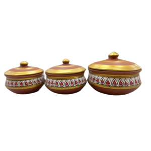 Handcrafted Eco-Friendly Terracotta Storage Jar <b>Set</b> Cover (<b>Set</b> 3)-Leak Resistant 1-2L Capacity Multifunction Design Country - Product Image 2