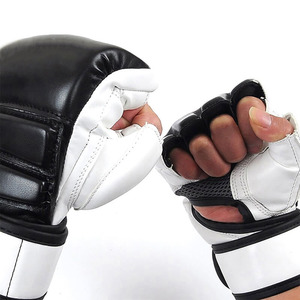 Guantes de MMA de Medio Dedo con Logotipo Personalizado de Alta Calidad, de Cuero Transpirable, Resistentes al Viento, con Correa de Muñeca Ajustable, Unisex, para Entrenamiento de Boxeo - Product Image 2