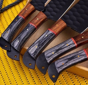 ชุดมีดเชฟเหล็กกล้าคาร์บอนสูงระดับมืออาชีพ LEGACY BLADES ด้ามไม้ธรรมชาติแบบเต็มด้ามเคลือบสีดำ ผู้ผลิตจากโรงงานโดยตรง - Product Image 2