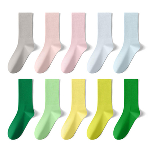 Chaussettes unisexes décontractées de couleur unie, côtelées, en coton doux et respirant, mi-mollet, pour le sport quotidien, antibactériennes, sans couture, pour hommes et femmes - Product Image 4