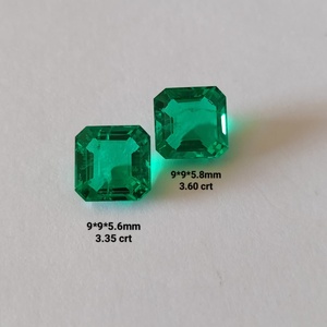 พลอยมรกตสีเขียวทรงเหลี่ยมคัตคุณภาพพรีเมียมจากโคลอมเบีย ผลิตในห้องปฏิบัติการ สำหรับทำเครื่องประดับ - Product Image 1