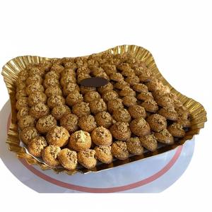 Plateau à chocolat en métal finition or de luxe en gros avec poignées ornées, élégant et durable, pour servir des chocolats - Product Image 4