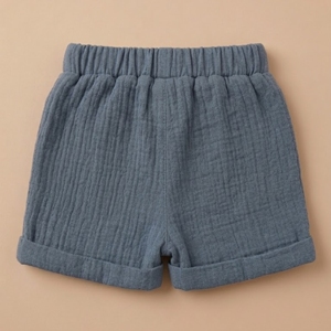 Shorts en mousseline bio Cot & Candy à revers bleu marine - Bas de pyjama confortables pour bébé - Product Image 2