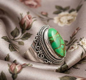 Wholesale Green Copper Turquoise <b>Ring</b> 925 Sterling Silver <b>Ring</b> Rose Gold Yellow Gold Plated Vintage Handmade Jewelry - Product Image 3