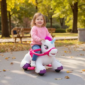 Auto Cavalcabile Unicorno per Bambini e Bambine da 1,5-3 Anni, 12V con Giocattolo a Forma di Carota, Pettine e Suoni di Animali - Product Image 2