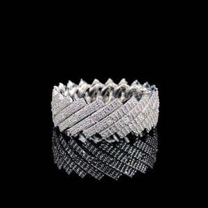 Luxury Moissanite Iced Out <b>Ring</b> <b>925</b> Sterling <b>Silver</b> Hip Hop Jewellery VVS Diamond Statement Band Gift - Product Image 4
