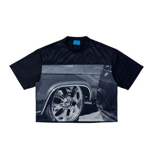 Camiseta de malla vintage deportiva americana oversize de corte cropped y holgado, de manga corta y ajuste regular, para aficionado al fútbol americano, para hombre - Product Image 1