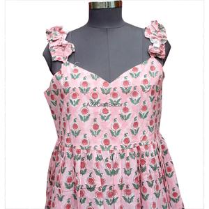 Vestido Largo sin Mangas con Estampado Floral, Corte en A, 100% Algodón Puro, Elegante, Formal, Casual, Veraniego, Transpirable - Product Image 6