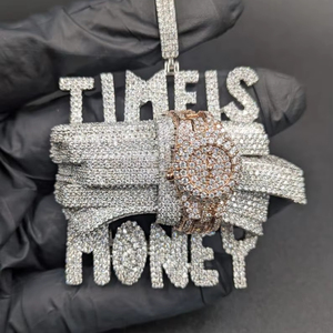 Pendentif Hip Hop de luxe en Moissanite avec design montre, style Iced Out, en Argent Sterling 925, Bijoux fins, Pendentifs et Breloques - Product Image 1