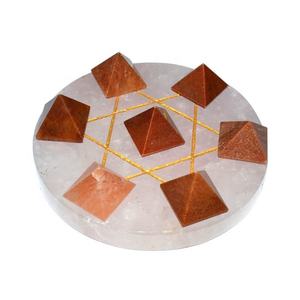 Pirámide de Aventurina con Base de cuarzo rosa, 7 Peach, Ágata Natural - Product Image 1