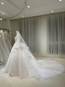 OEM TNBPno44 Wedding Dress Wholesale Ball Gown Design Lace Long <b>Replace</b> Tail Add Beading by Handmade for Wedding Dress - Product Image 3