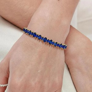 Pulsera de Zafiro Azul Cultivado en Laboratorio, Plata de Ley, Oro, Amuleto de Lujo, Elegante Piedra Preciosa, Joyería Fina Hecha a Mano, Regalo para Mujer - Product Image 4