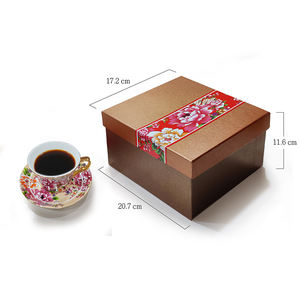 Ensemble tasse à café et soucoupe en porcelaine motif pivoine, cadeau traditionnel de la culture hakka chinoise, adapté aux cadeaux d'affaires - Product Image 3