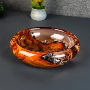 Handcrafted resin wood <b>decorative</b> bowl epoxy fruit bowl modern home decor <b>kitchen</b> centerpiece gift <b>item</b> - Product Image 3