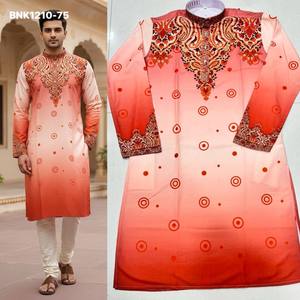 Ocassional Wear Latest Collection Rayon with Printed Design <b>Man's</b> <b>Kurta</b>-Payjama Collection Online Shopping India - Product Image 3