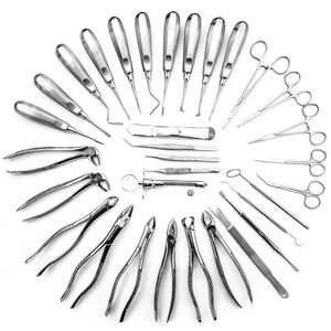 Kit de 35 instruments d'extraction dentaire et d'élevateurs, certifié CE, en acier inoxydable, pour os et bridges, BBI-251 - Product Image 4