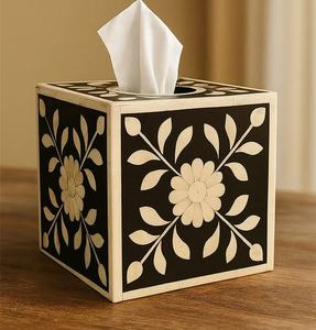 Caja de pañuelos de madera con incrustaciones de hueso, diseño ecológico, moderno, hecho a mano, de lujo, decorativo, para sala de estar u oficina, práctico. - Product Image 4