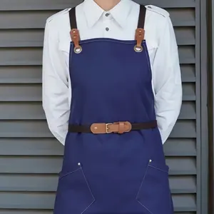 Leather Heat-Transfer Printed Snap Closure Unisex Chef Custom Logo <b>Apron</b> for Kitchen <b>Cooking</b> Barber Waitress Use Multi Colors - Product Image 5