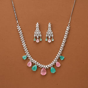 Mayoristas de Joyería Artificial de Moda en India, Collar Clásico de Circonia Cúbica con Baño de Rodio - Product Image 2