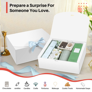 TH CBB-460 Boîte cadeau rigide de luxe avec ruban, boîte d'emballage blanche personnalisée pour cosmétiques, soins de la peau et coffrets cadeaux - Product Image 4