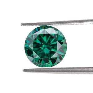Moissanite ronde verte de haute qualité, diamant synthétique cultivé en laboratoire, moissanite en vrac, diamant de qualité excellente, clarté VVS, grossiste - Product Image 1