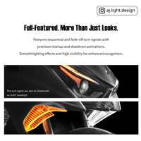 Sistema de Iluminación Delantera LED AJ LIGHT DESIGN con Luz de Señal de Giro de Doble Flujo (Modelo AJF1-TUL) para Force