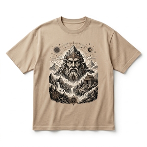 เสื้อยืดแฟนตาซี เวล ไอส์แลนด์ |   เสื้อยืดผ้าฝ้ายหนา 240 GSM สีฟ้าโอเชียนสตีล พร้อมลายกราฟิกเมฆลอย - Product Image 2