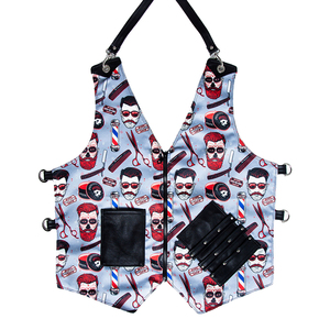 Chaleco estampado Fancy Barber con bolsillos y cierre de cremallera para mujer, ropa informal. - Product Image 1