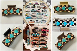 Nuevas Pinzas de Pelo Grandes y Modernas de Plástico con Diseño a Cuadros y Cuero para Mujer, Pinzas de Pelo Elegantes, Venta al Por Mayor de Fábrica - Product Image 2