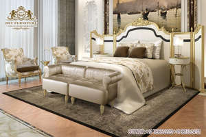 Conjunto de muebles de dormitorio modernos de tamaño King, cama de madera de teca de primera calidad, muebles de dormitorio de madera antigua de lujo - Product Image 4