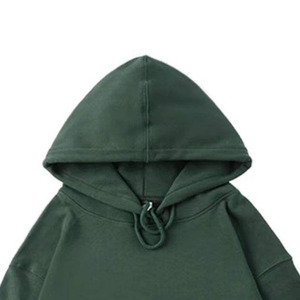 Sweat-shirt à capuche en molleton vert foncé surdimensionné pour homme avec poche kangourou et cordon de serrage - Product Image 5