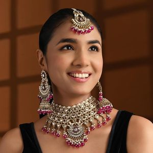 Ensemble collier et boucles d'oreilles en cristal plaqué or 14 carats, style punk, avec design à pompon, pour femmes, bijoux de mariage et de fête - Product Image 2